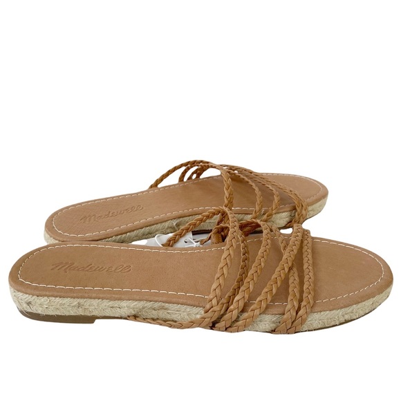 Madewell ‘The Kathryn’ Espadrille Slide Sandal in Leather in Amber Brown NWT - Picture 6 of 13